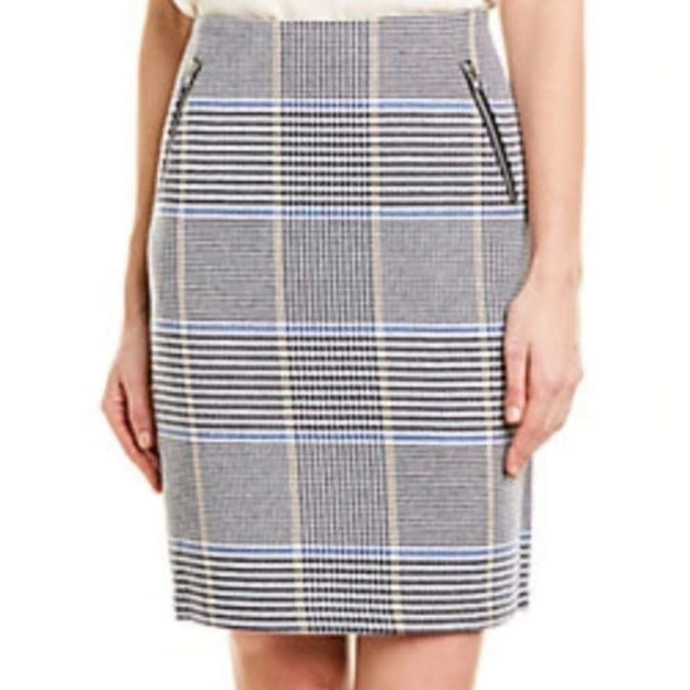 NEW J McLaughlin Glen Plaid Pencil Skirt Size 14 Business Academia